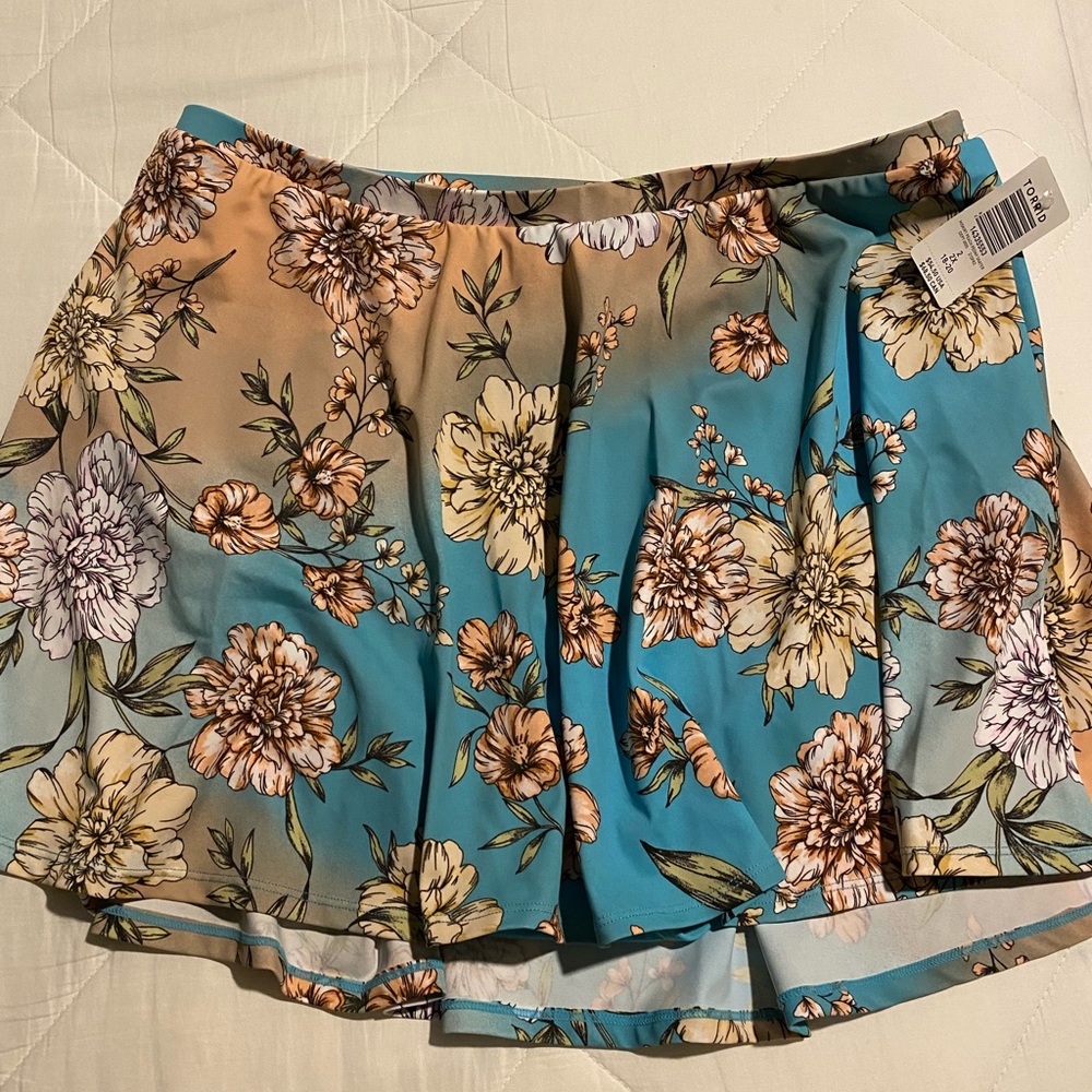 Torrid Floral High Waist Skater Swim Skirt